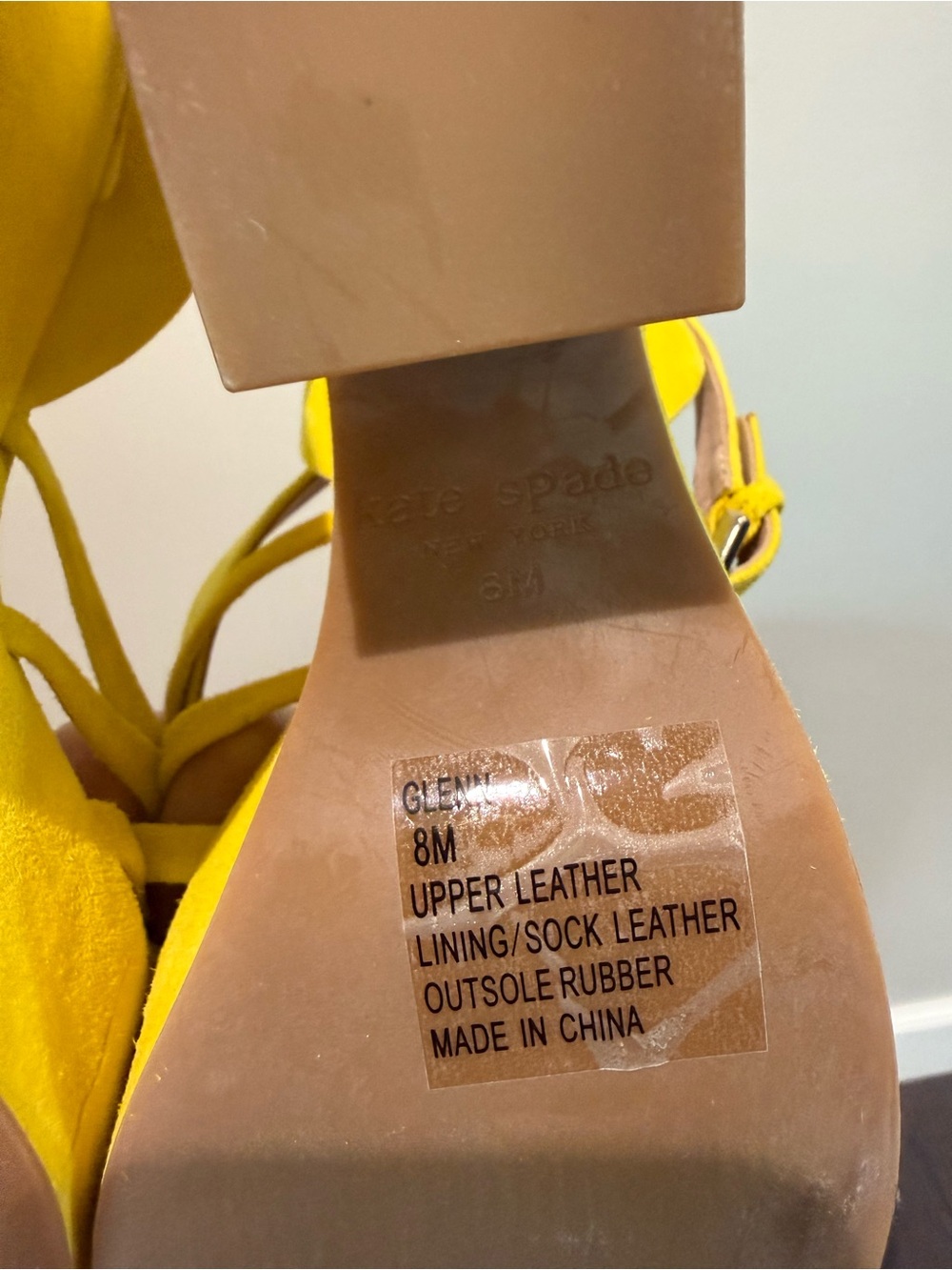 Kate Spade New York Glenn sandals canary yellow suede Chunky Platform Women’s 8 - Picture 9 of 11